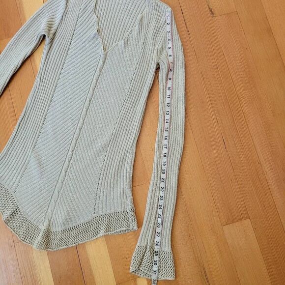 Vintage Y2K tunic sweater extra long sleeves beige medium boho lagom - Picture 7 of 13